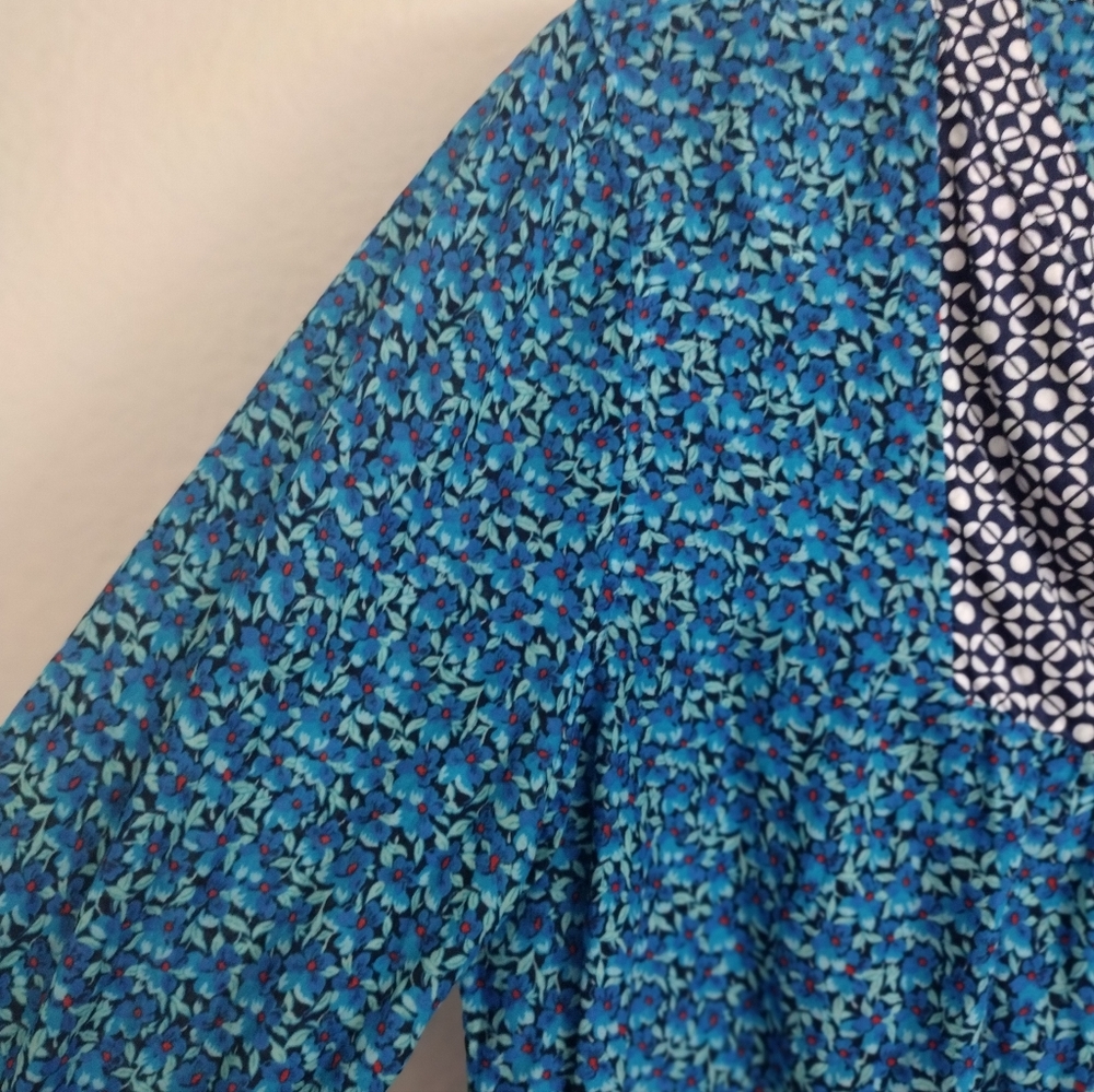 J. Crew Flowerpatch Blue Mixed Pattern Silk Cotto… - image 6